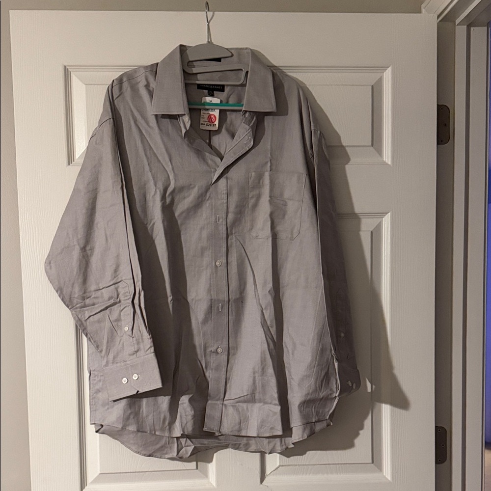 Jhane Barnes Light Gray Casual Button-Down Shirt